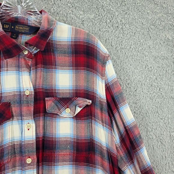 Gap + Pendleton Women Red Long Sleeve Button-Down Shirt Size S - Picture 4 of 12